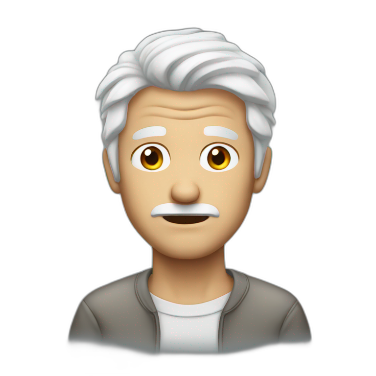 confused white haired man without mustache emoji