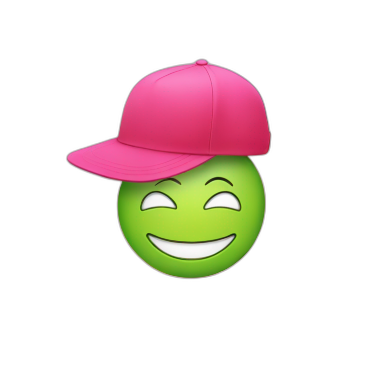 Smiling   pink، hat green ، emoji red emoji
