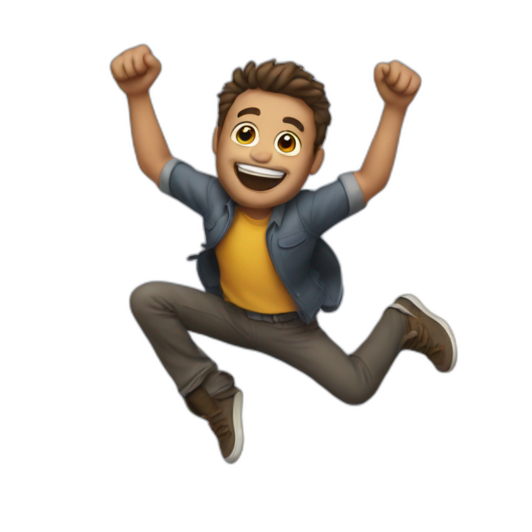 man jumping over spoilers emoji