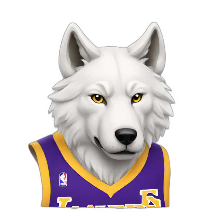white wolf wearing yellow lakers jersey emoji