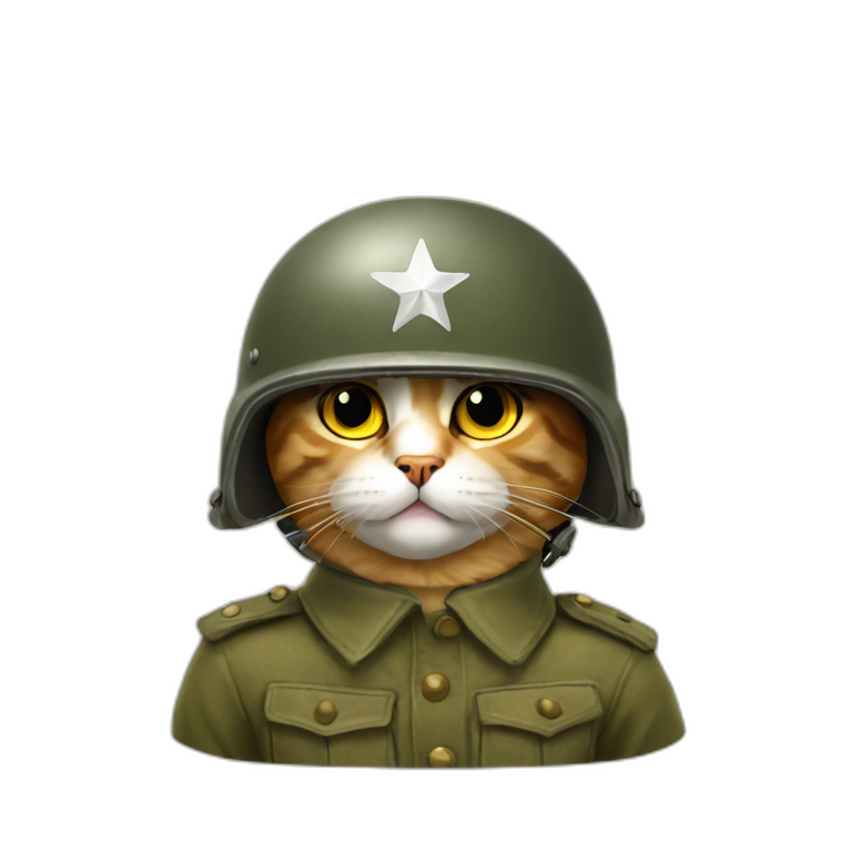 Cat Wearing WW2 Helmet emoji