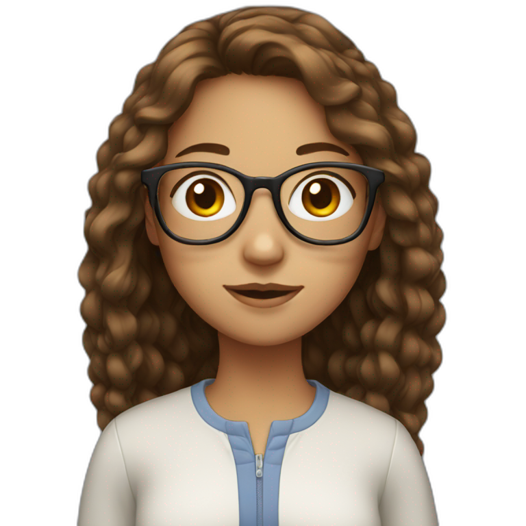 Girl with brown hair in glasses emoji