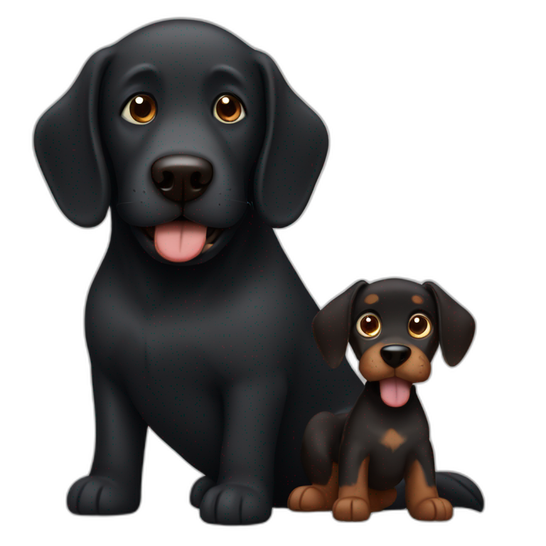 big black dog with small Brown dog emoji