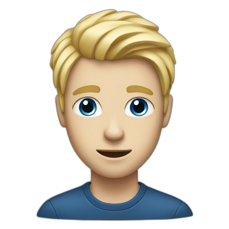 Male Student fearing blond hair blue eyes emoji