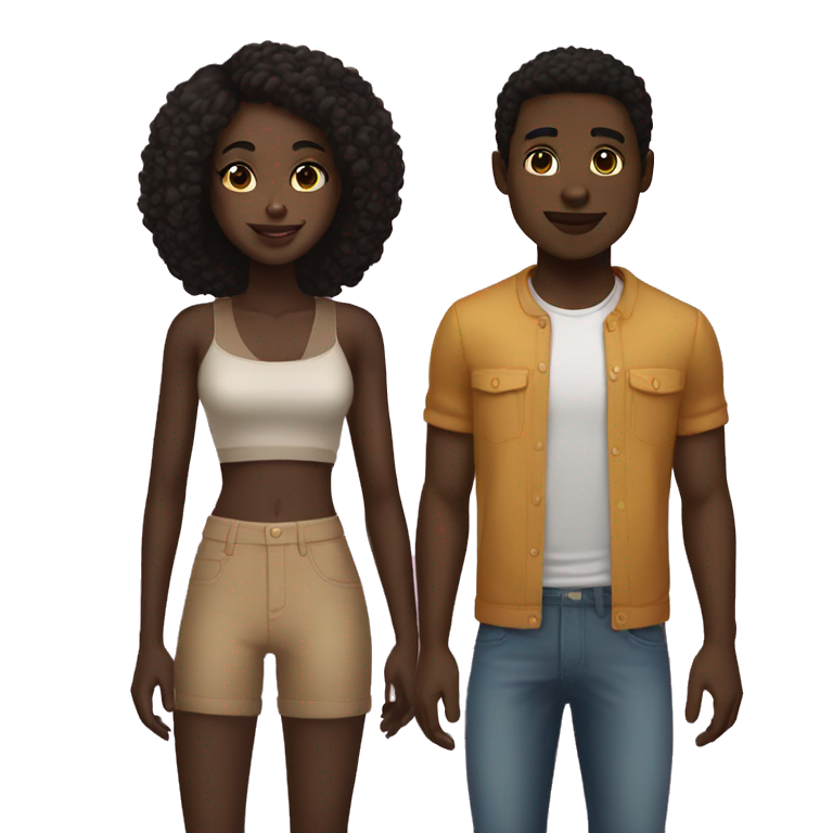 dark skin girl and light skin boyfriendfriend emoji