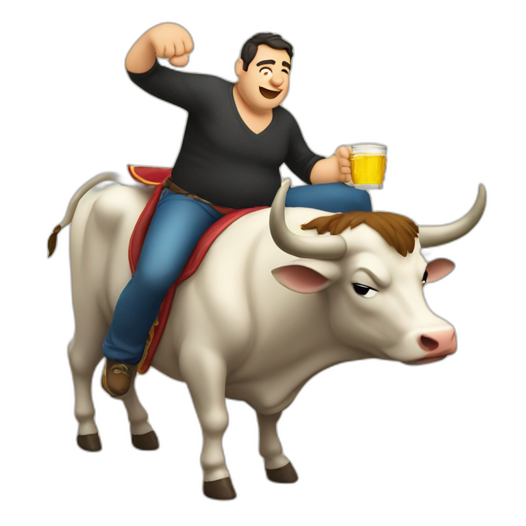 spanish fat man drunked riding a bull emoji