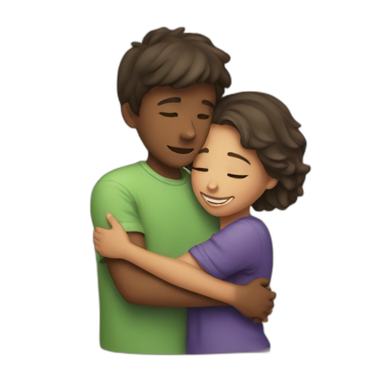 A boy and girl hugging  emoji