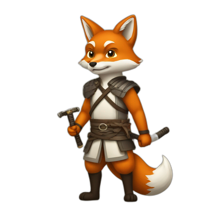 Fox-whith-two-katana emoji