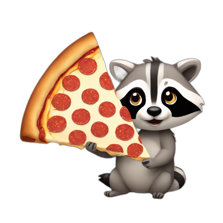 raccoon eating a slice of pizza emoji
