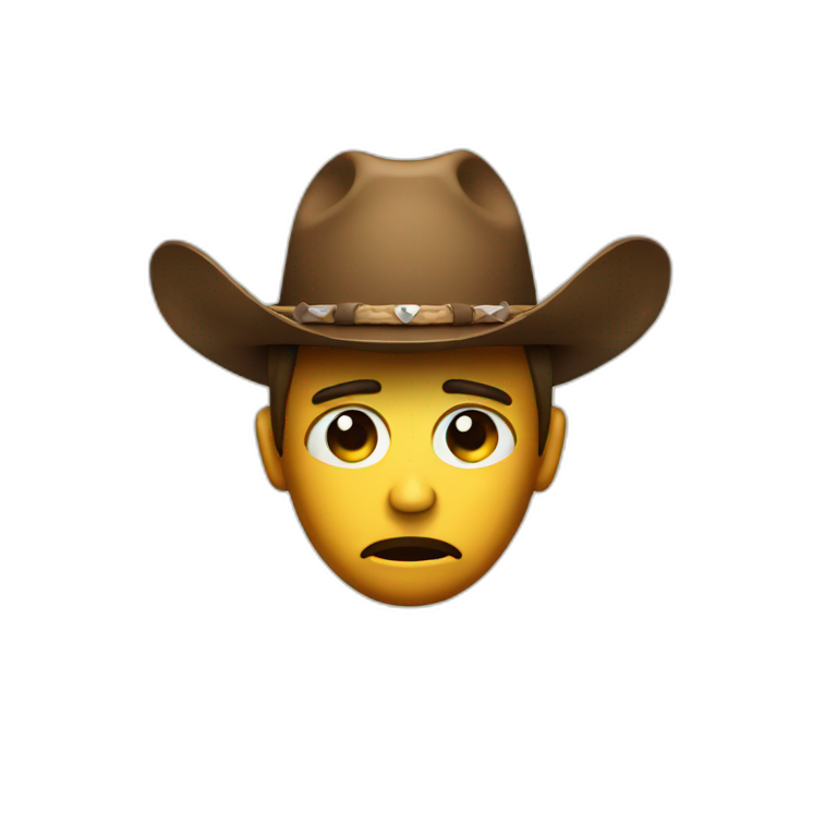 sad face with cowboy hat emoji