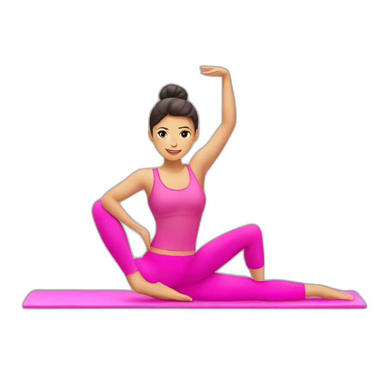 pilates girl in pink pilates pose asia emoji