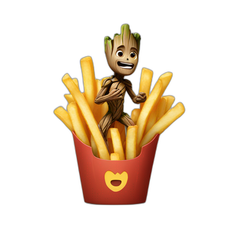 Groot eating french fries emoji