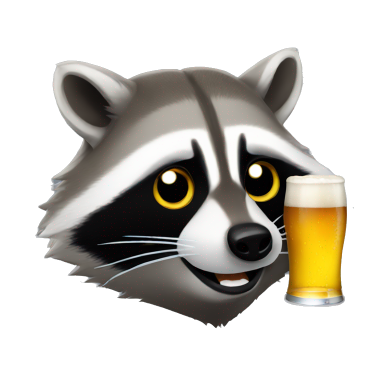 raccoon drinking beer emoji