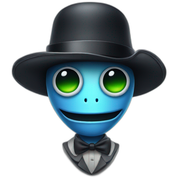 Alien wearing a bowler hat Sticker