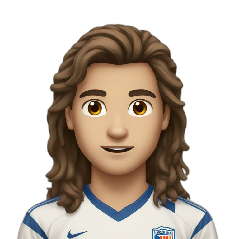 soccer boy brown long hair brown eyes emoji