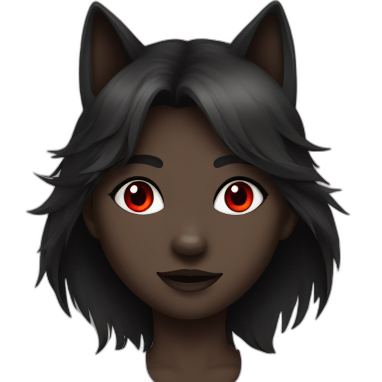 Black Wolf girl red eyes emoji