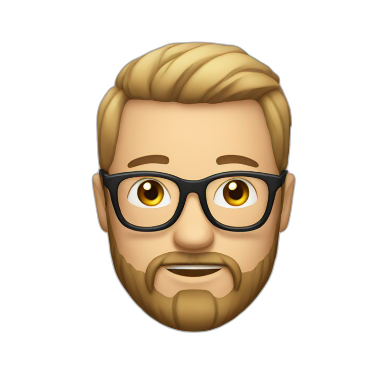 Dan with hipster beard and glasses no hair emoji