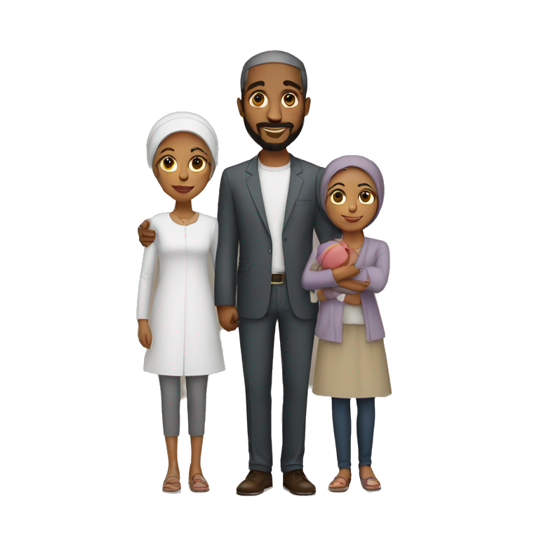 black muslim family father mother three kids emoji