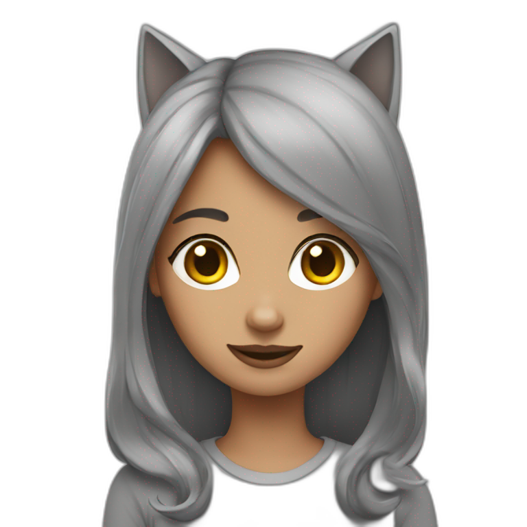 Girl with two Grey cats emoji