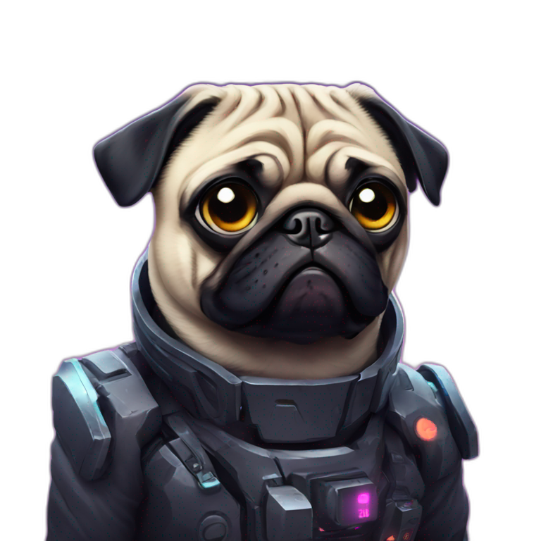 A pug in cyberpunk space emoji