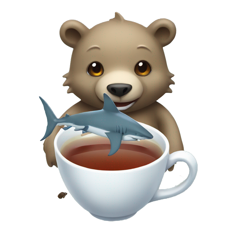 Shark having tea with a bear emoji