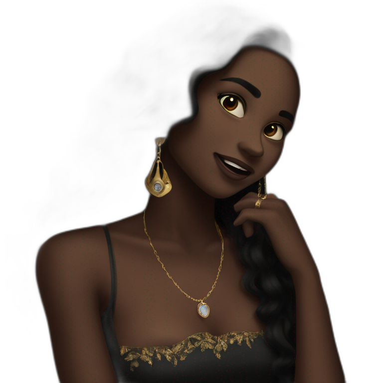 elegant black-haired girl with jewelry emoji