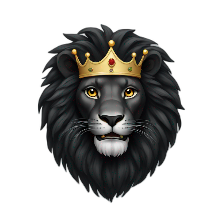 black Lion with crown emoji