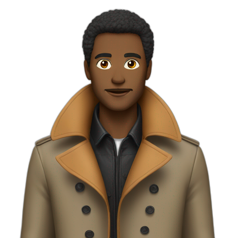 Trench coat with leather fur collar man emoji