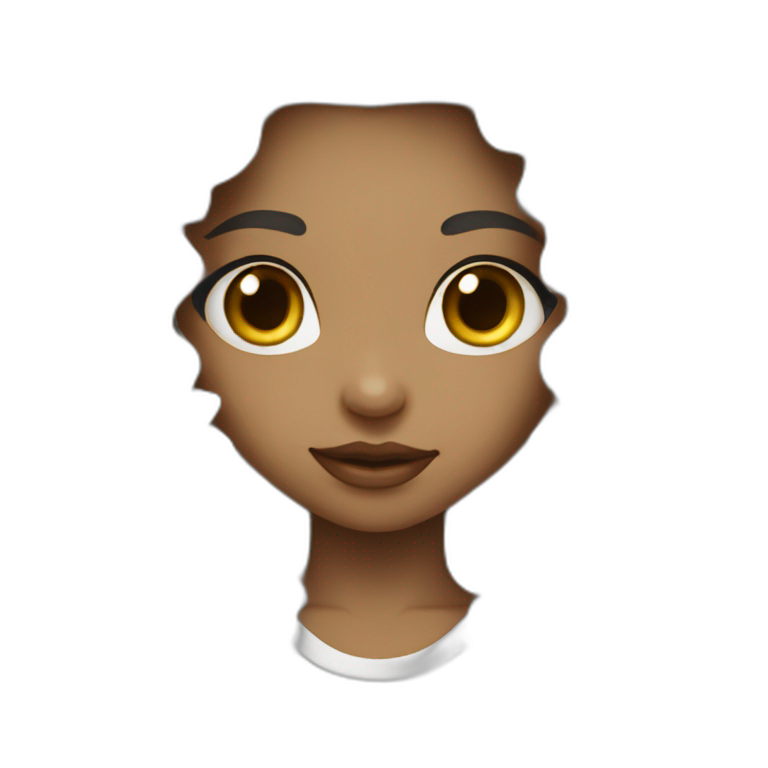 a girl with long dark brown curly hair and skin white with street wear emoji