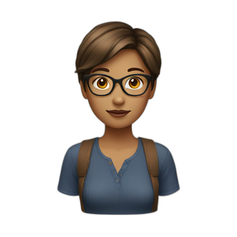 Girl with glasses with brown short hair emoji