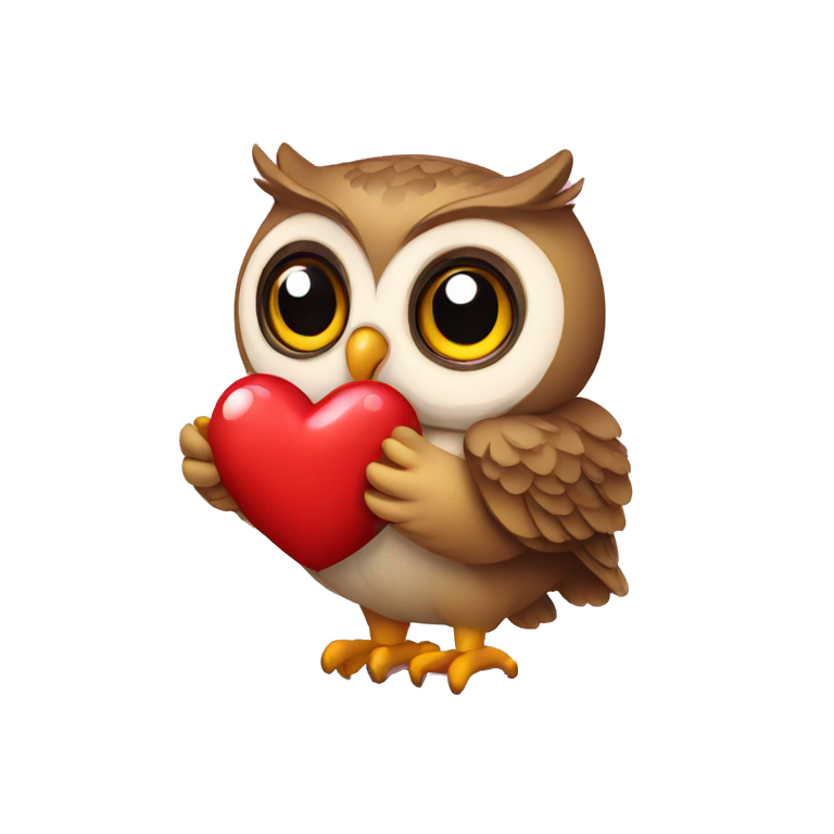 Owl holding heart emoji
