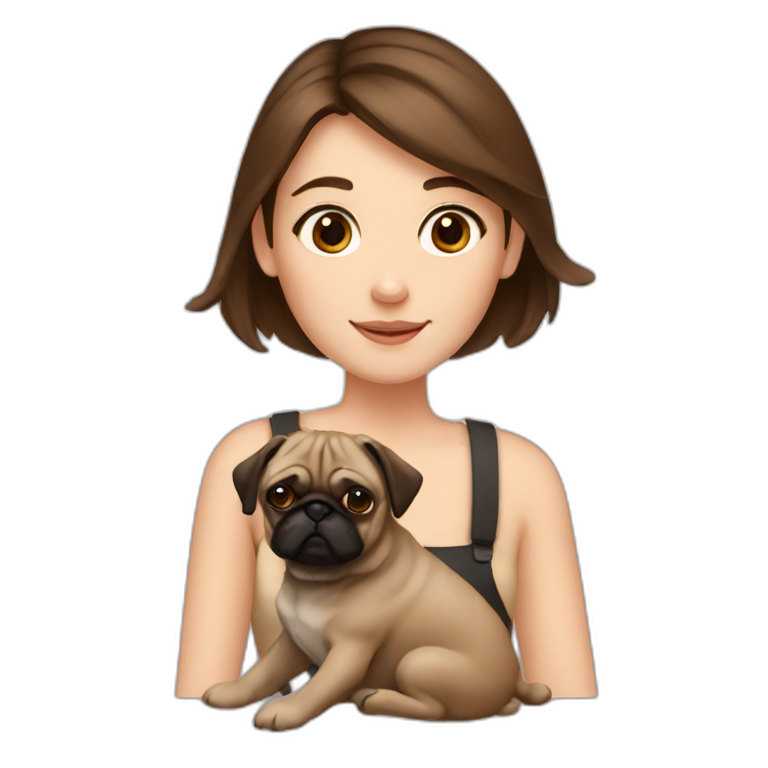Girl with brown hair and brown pug emoji
