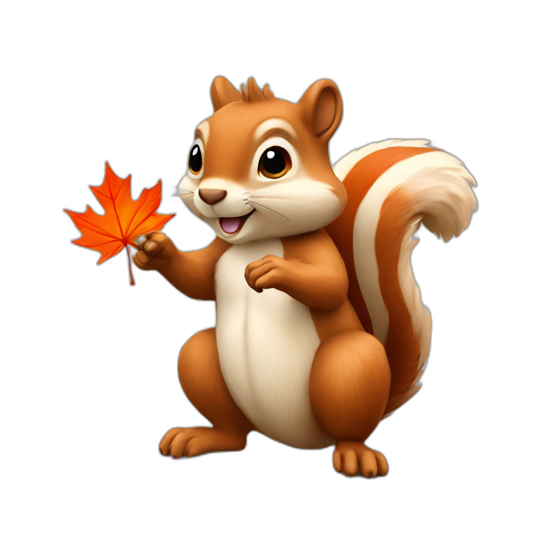 squirrel with a maple leaf in its paws emoji