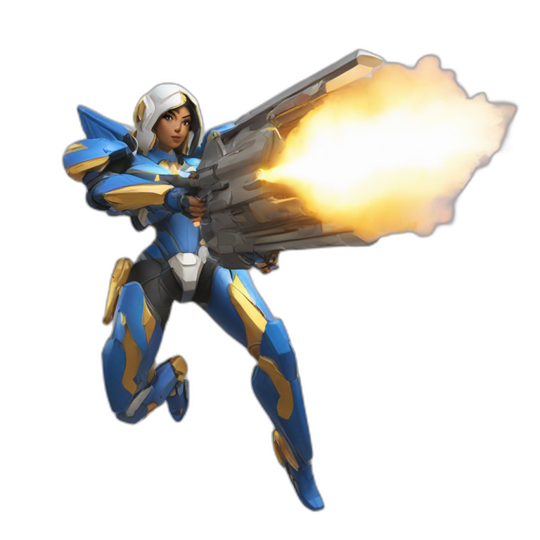 pharah from overwatch, firing all her missiles from her ultimate move emoji