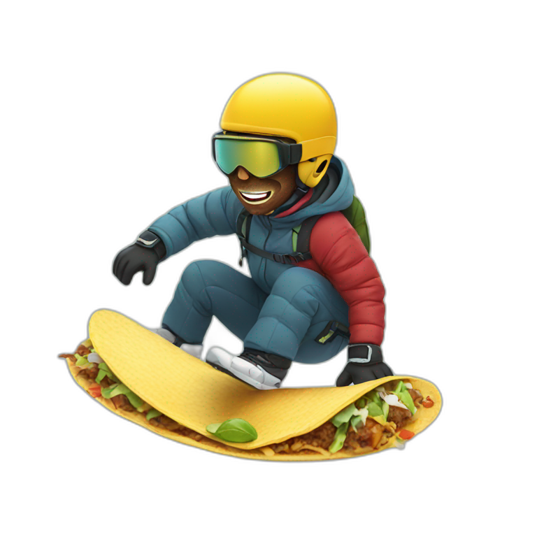 snowboarding while eating a taco emoji