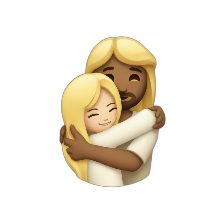 Jesus hugging a blonde girl emoji