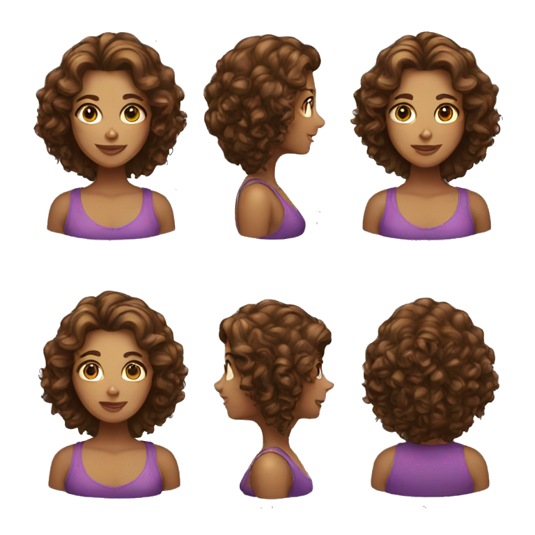 long curly brown haired woman emoji
