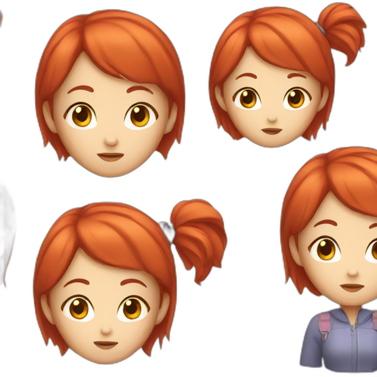 Asian girl with red hair emoji