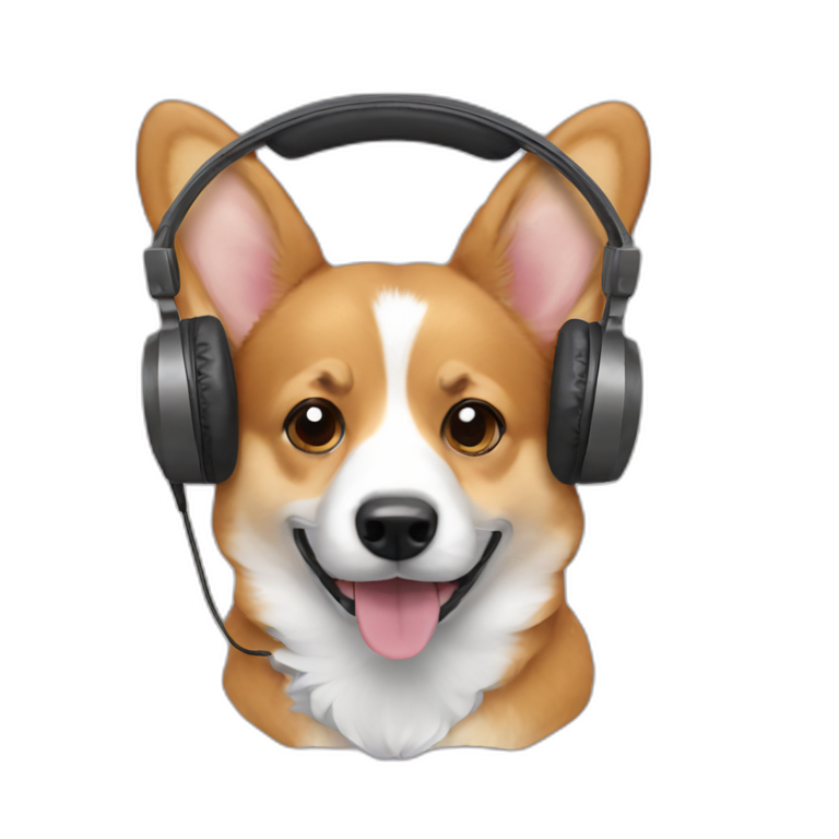 corgi with headphones emoji