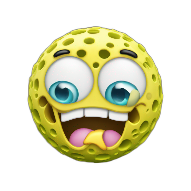 3d sphere with a cartoon SpongeBob skin texture emoji