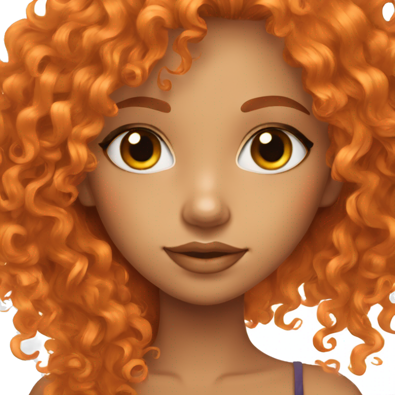 brown eyed orange curly hair girl long eyelashes  emoji