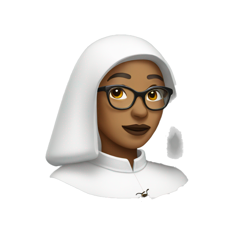 Medium skin tone nun wearing spike Lee glasses with bees swarming emoji