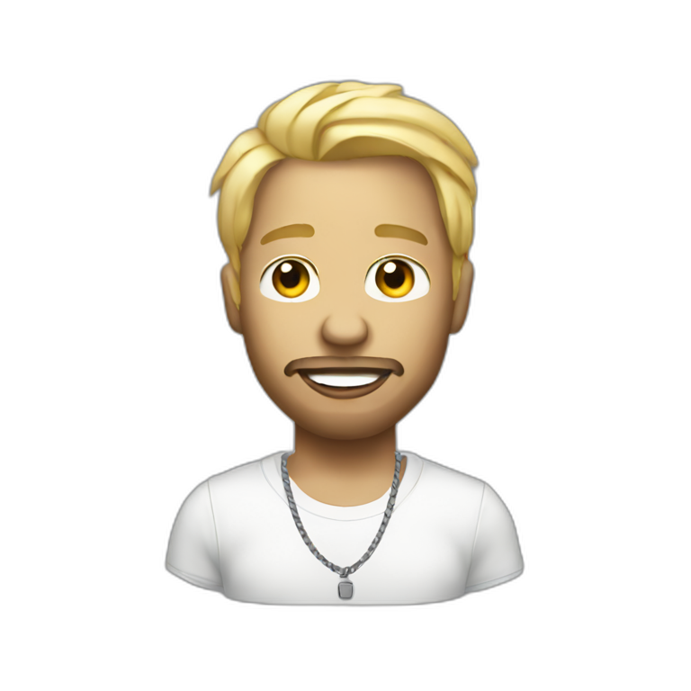 blonde male rapper with microphone emoji