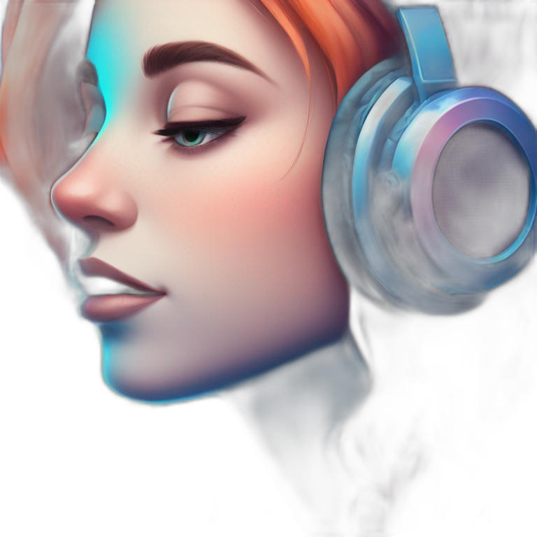serene blue-eyed girl with headphones emoji