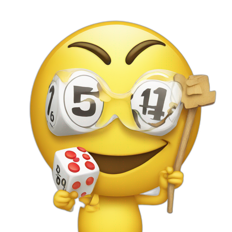 Yellow smile face emoji character with bingo title emoji