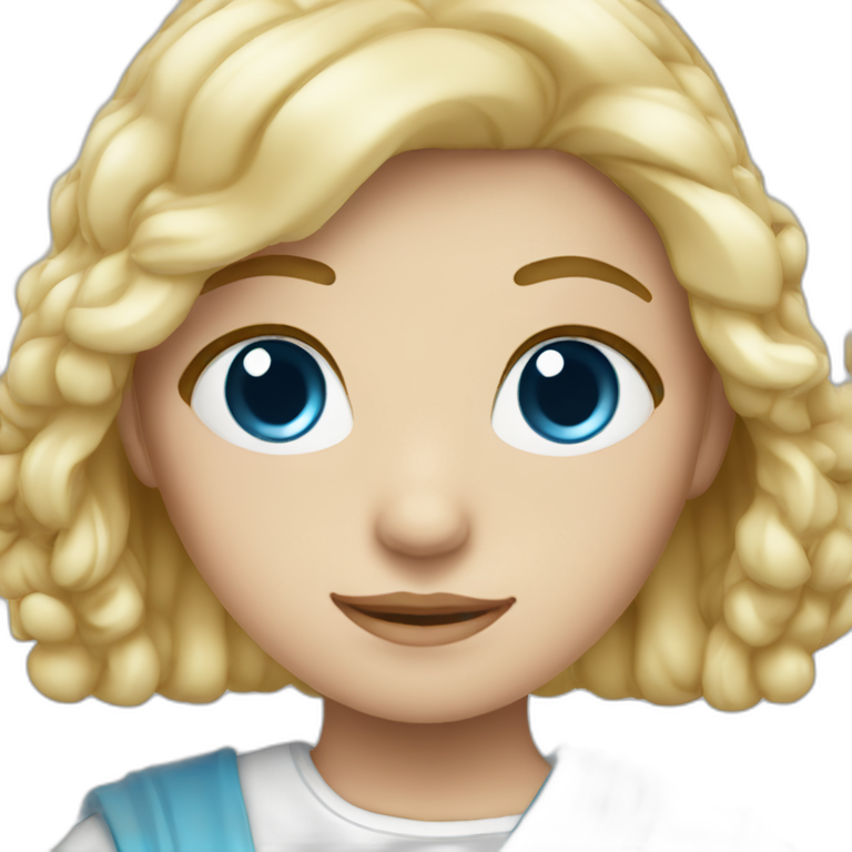 Blond girl hair with blue eye and catholic religion emoji