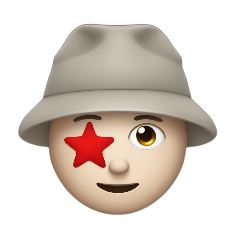 person with ushanka hat and a red star covering his eye emoji