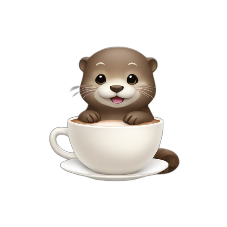 cute otter take a hot chocolate emoji