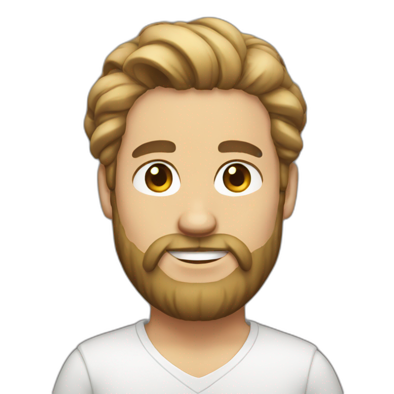 white man bearded long hair in a bun emoji