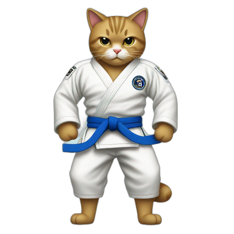 jiu-jitsu cat with blue belt emoji
